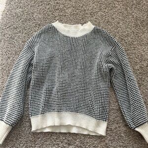 Chunky Black and White Knit Sweater - Women's
